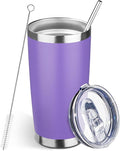 20oz Tumbler Bulk with Lid and Straw, Stainless Steel Double Wall Vacuum Insulated Travel Mug, Powder Coated Coffee Cups for Hot and Cold Drinks,Funny Gifts for Women Men(Purple,1)