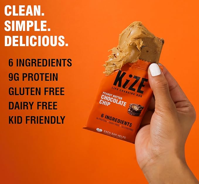KiZE Energy Bars - Peanut Butter Lovers Variety Pack - Gluten Free, Dairy Free Options, Non-GMO, and High Protein Meal Replacement Energy Bars, Clean and Simple Food Ingredients - 7-10g High Protein Snacks, (10 Count)