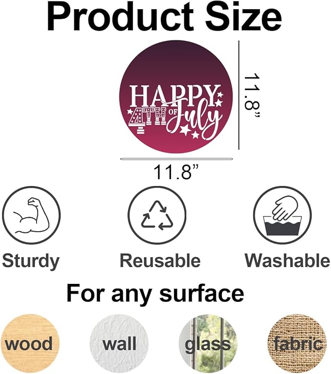Patriotic Welcome Stencils 12” 4th of July Stencil Independence Day Stencils for Painting on Wood Door Hanger Porch Sign Decor