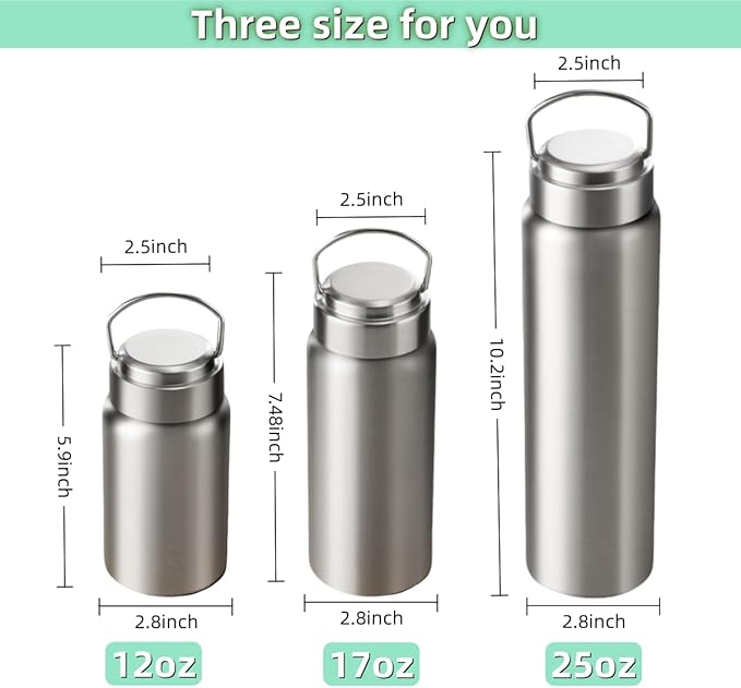 Vacuum Insulated Stainless Steel Water Bottle with Tea Infuser - Wide Mouth,BPA-Free, Leak- Proof,Keeps Cold 24H/ Hot 12H- Ideal for Travel,Office, Gym (25oz)