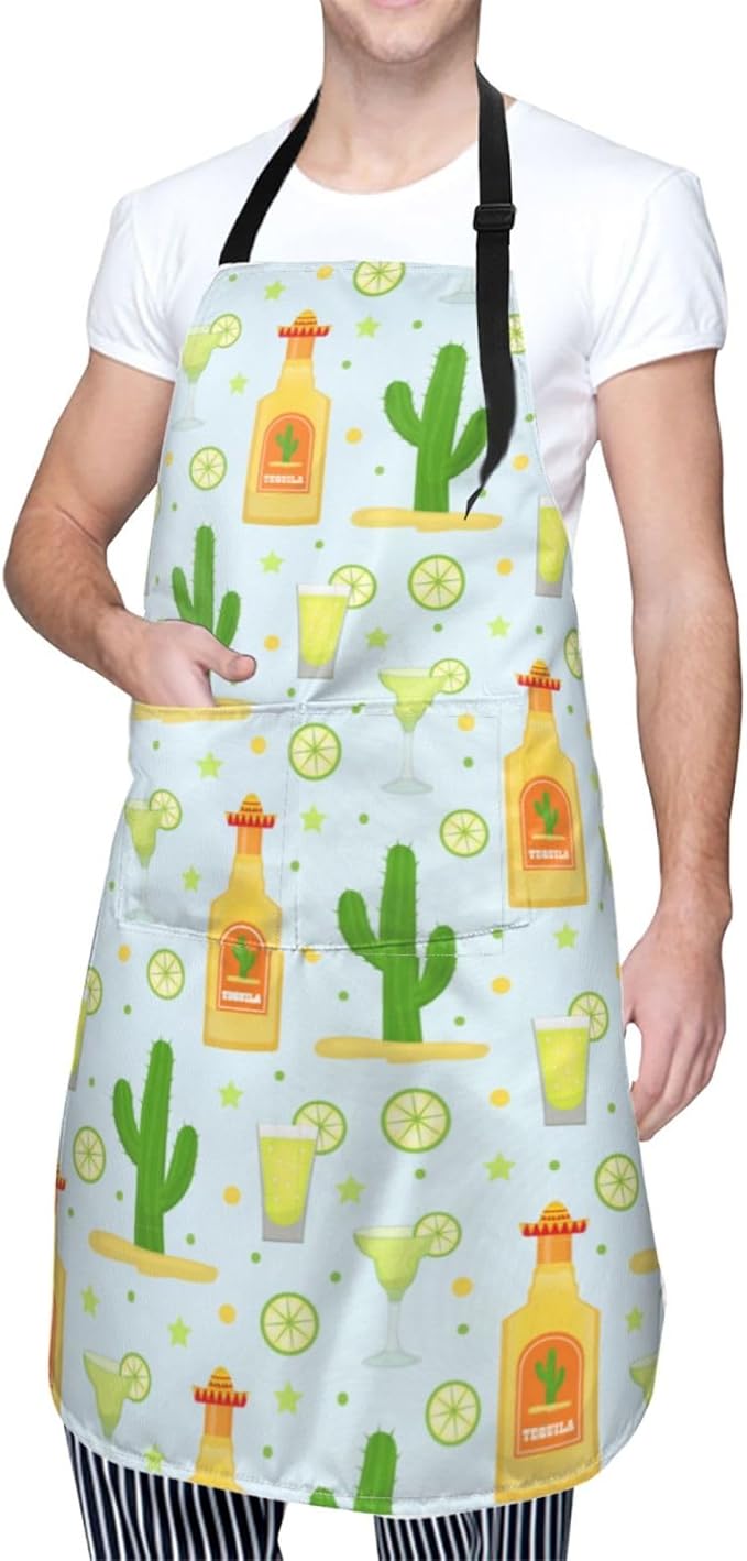 Flamingo Apron Baking Aprons Novelty Cooking Chef Gift Bbq Grilling With 2 Pockets Kitchen Apron
