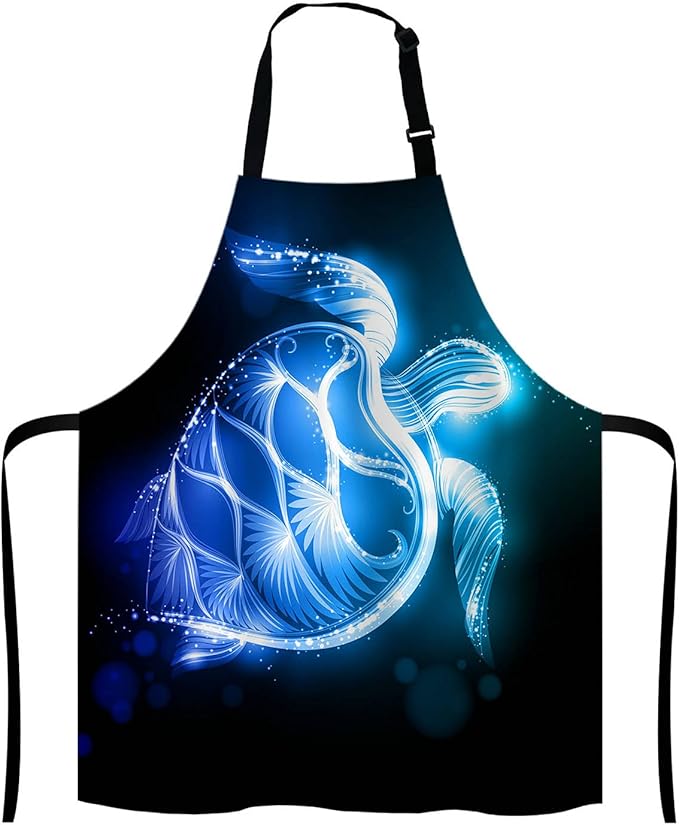 Ocean Turtle Apron for Women and Men, Galaxy Turtle Adjustable Kitchen Chef Apron for Cooking Baking - Cute Birthday, Anniversary, Mother's Day Apron Gifts for Mom Wife Girlfriend Aunt Grandma