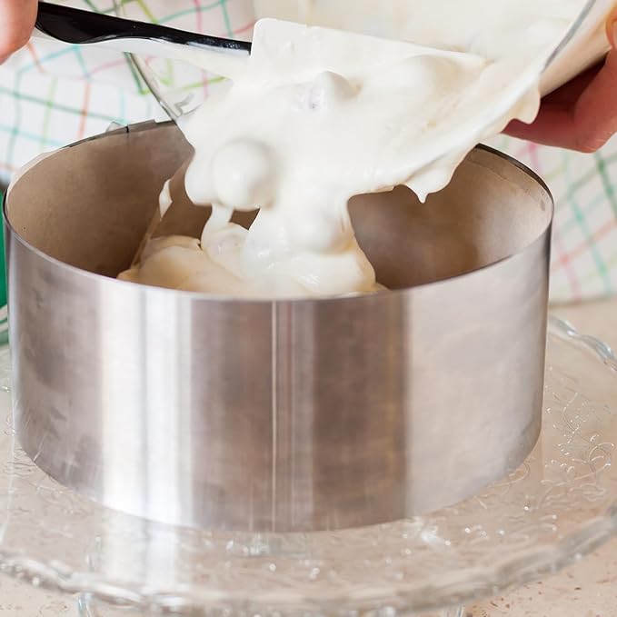 HARFINGTON Round Cake Ring 9 x 2.75 Inch Seamless Stainless Steel Pastry Mousse Dessert Ring Mirror Coating for Baking Cooking Making Tool