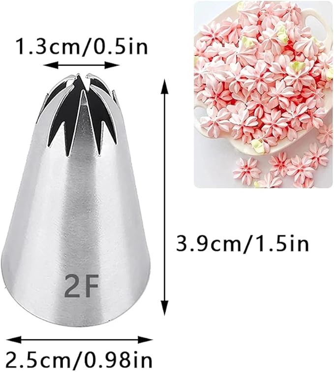 Icing Piping Tip Set,3 Large Decorating Tips Stainless Steel,DIY Cream Rose Flower Piping Tips,Cupcake Pastry Tips for Cake Decorating(1M 2D 2F)