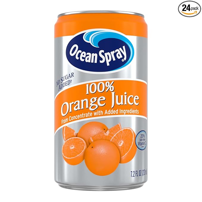 Ocean Spray 100% Orange Juice, 7.2 oz Cans (Pack of 24)