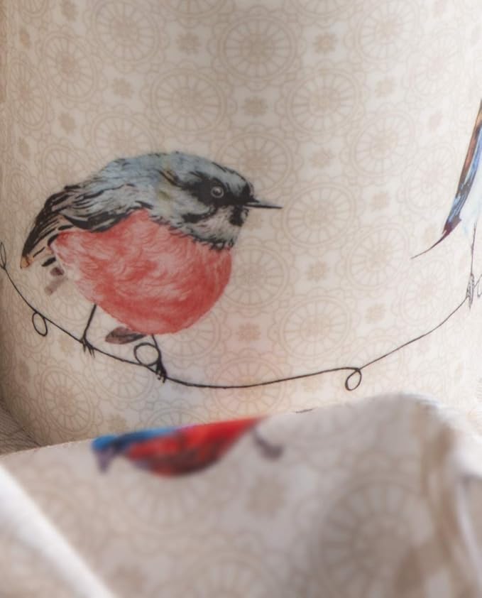Maison d' Hermine Coffee Mug with Handles Fine Bone China Mugs Pack of Two Tea Cups for Hot Beverages Cappuccino Latte Home Restaurant Office Perfect for Gift (Birdies On Wire, 15 Ounce)