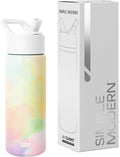 Simple Modern Kids Water Bottle with Straw Lid | Vacuum Insulated Stainless Steel Metal | Reusable Leak Proof BPA-Free Thermos for School | Summit Collection | 18oz, Cotton Candy Tie Dye