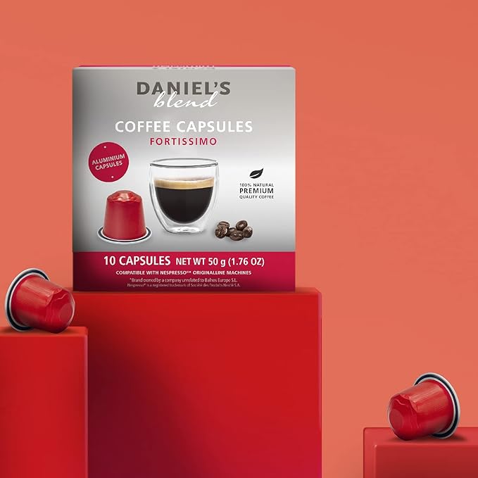 Daniels Blend Espresso Aluminum Capsules Compatible with Nespresso 120 Coffee Pods Single Server Kosher Certified Fortissimo
