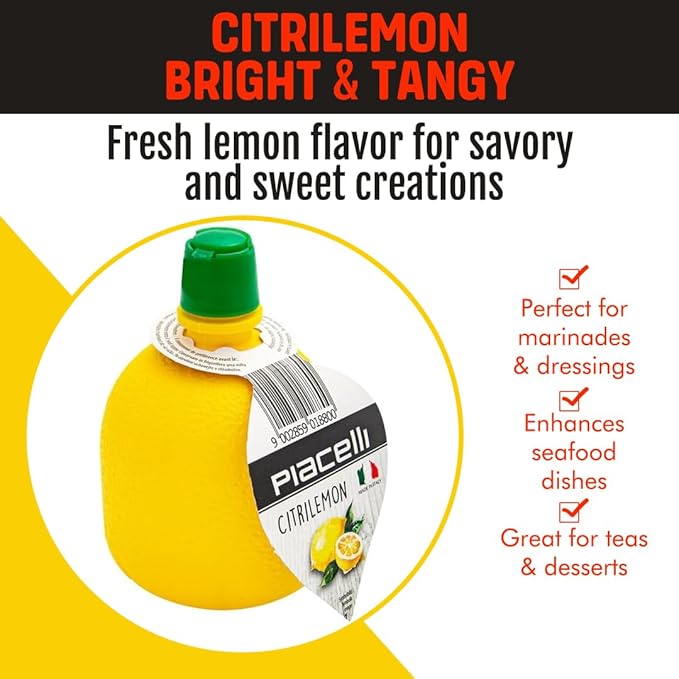 Piacelli CitrTrio Juice - Lemon, Lime & Orange Juice Concentrates Delivering Fresh, Natural Citrus Flavor for Cooking & Drinks - Lemon Juice Adds Zest & Brightness to Marinades, Cocktails & Recipes with orange juice concentrated 200ml/each