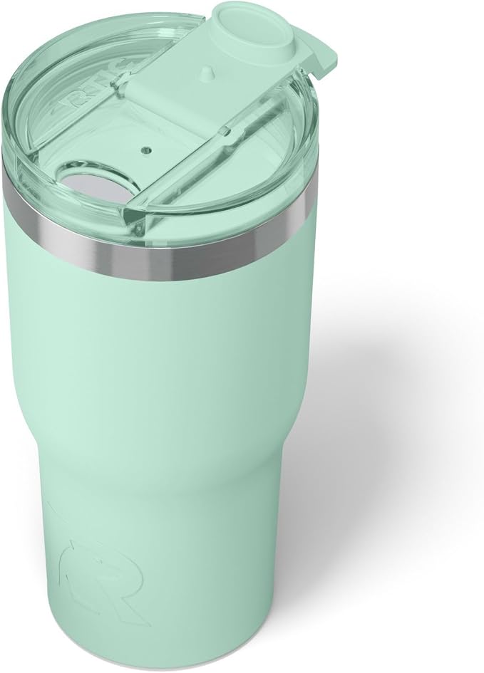 RTIC 20oz Essential Tumbler with Lid, Insulated, Stainless Steel, Metal, Double Wall Vacuum-Insulation, Ceramic Lined, Travel Cup for Iced Coffee, Tea, Hot and Cold Drink, Fresh Mint