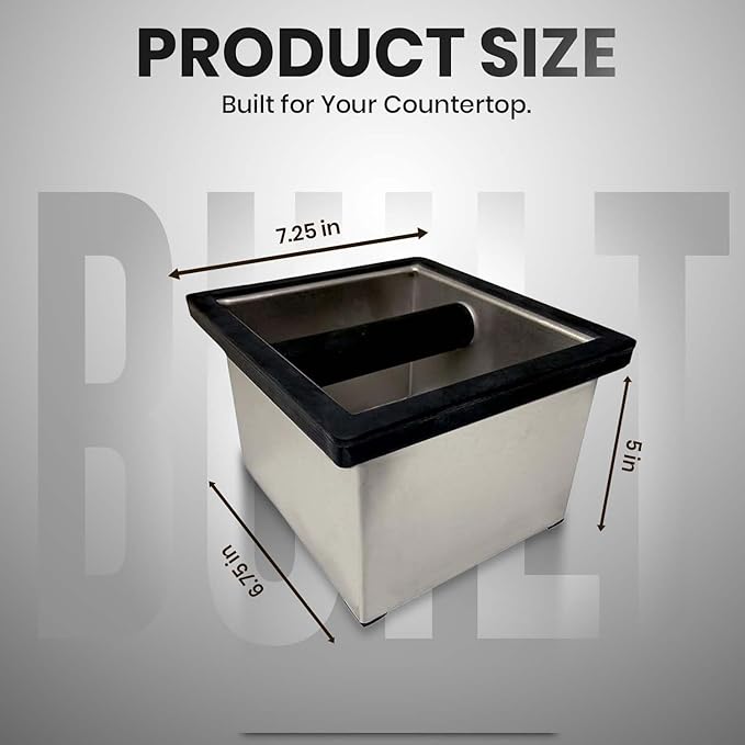 Rattleware Stainless Steel Knock Box - Ideal for Home, Cafe, Restaurant, Hotel, Office, or Commercial Establishment - Heavy Duty Knock Box Trusted By Baristas Worldwide (6" x 5.5" x 4")