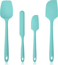 600ºF Heat Resistant Spatulas, High Heat Food Safe Semless Kitchen Silicone Scraper Set for Cooking Baking Mixing Scraping Stirring Nonstick Cookware Pan Bowl (4Pcs,Turquoise)