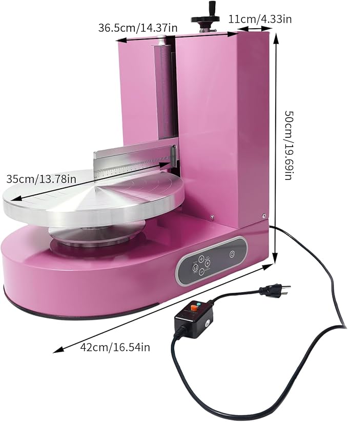 Cake Decorating Coating Machine Automatic Cake Cream Spreading Coating Filling Machine Birthday Cake Cream Smoother Bread Cream Spreading Machine Suitable for 4-12 In Round Cake (Pink)