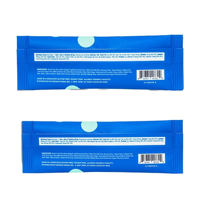 Gluten Free Partake Crunchy Chocolate Chip Cookies - Vegan - Free From the Top 9 Allergens Including Dairy, Wheat, Soy, Eggs, & Peanuts - Safe School & Office Snack (48 Packs, 1.09 oz)