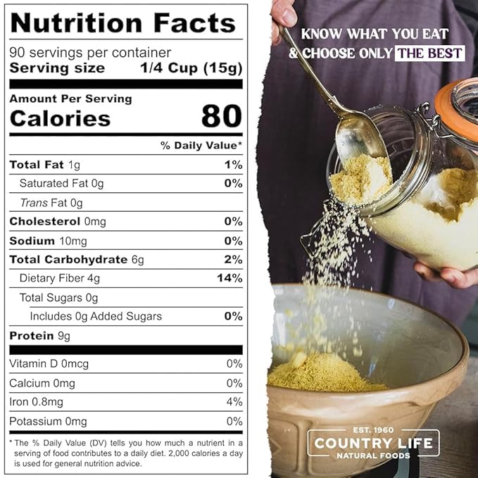 Country Life Nutritional Yeast Flakes with B-12, Fortified, Vegan, High Protein, Bulk Box, 50 lb
