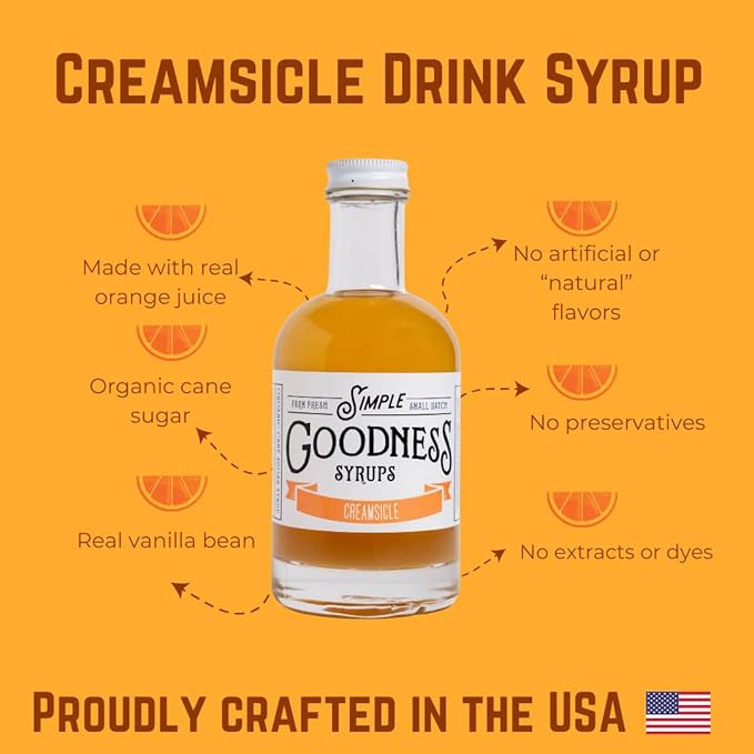 Simple Goodness Sisters Old Fashioned Simple Syrup, Real Vanilla Beans & Organic Cane Sugar, Syrup for Cocktails, Lemonades & More (20 servings)