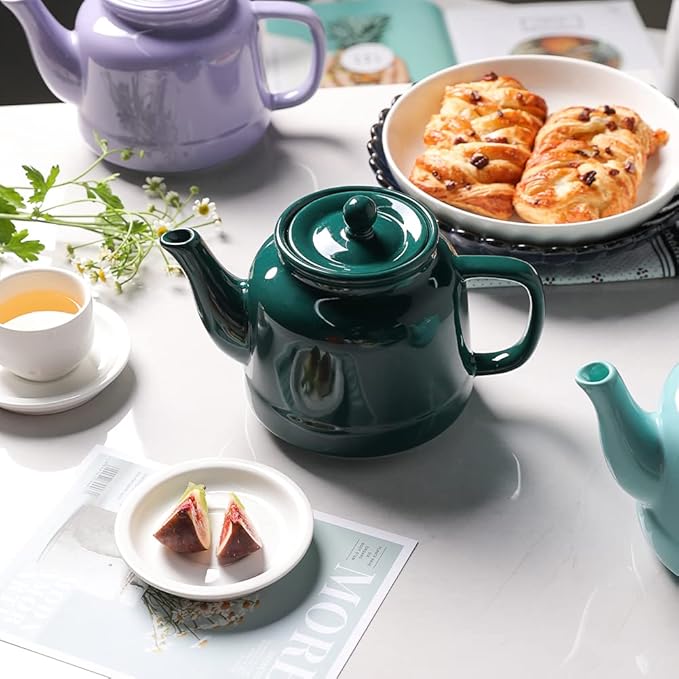 Sweejar 35 oz Porcelain Tea Pot, Teapot with Removable 18/8 Stainless Steel Infuser, Microwave & Dishwasher Safe Tea Maker, Tea Infuser Pots for Blooming loose Leaf Tea,Chrismas Women Gift (Jade)