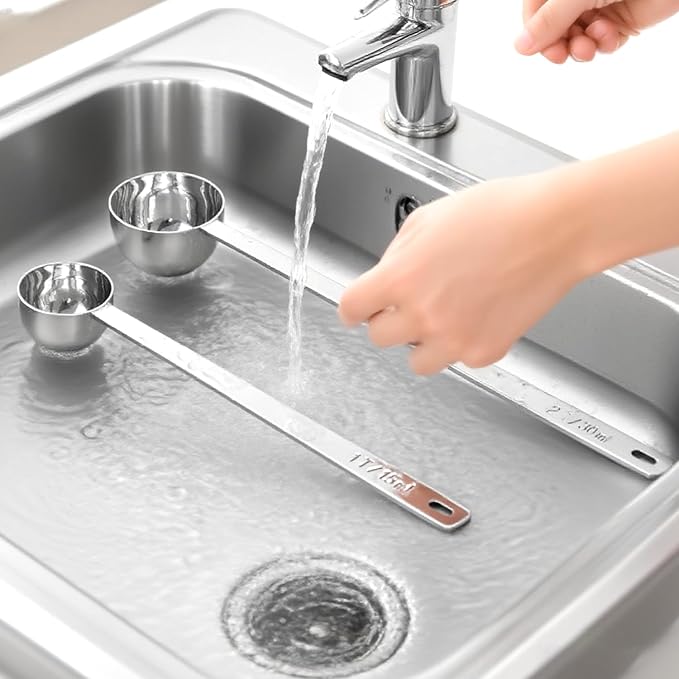 2Pcs Coffee Scoop Spoon - 1 Tbsp (15ml) & 2 Tbsp (30ml) Measuring Tablespoon - Stainless Steel Coffee Measuring Spoon - Long Handle Measuring Spoons for Ground Coffee, Loose Tea and Powder