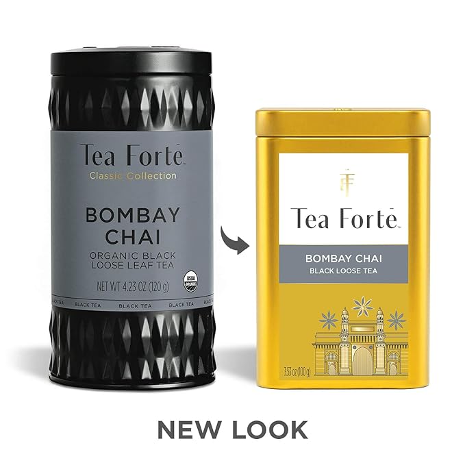 Tea Forte Bombay Chai Premium Loose Leaf Caffeinated Black Tea Blend Canister, Makes 35-50 Cups