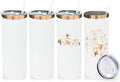 20 oz Skinny Tumblers Bulk 4 Pack, Stainless Steel Insulated Tumbler with Lids and Straws, Slim Double Wall Powder Coated Travel Coffee Mugs Reusable Cup for Hot Cold Drinks (White,4 pack)