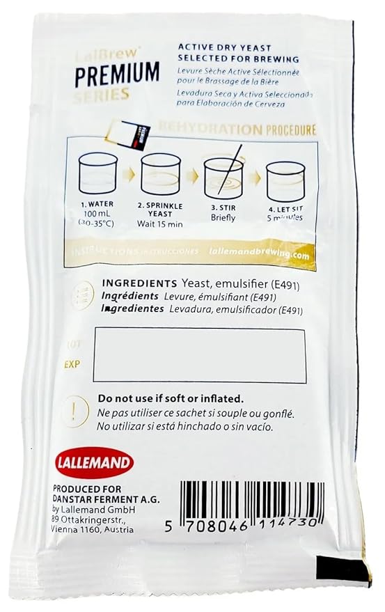 3PK LalBrew BELGIAN WIT Beer Yeast 11g Packet Lallemand Premium Series Dry Brewers Yeast for Wheat Beers (3 Packs)