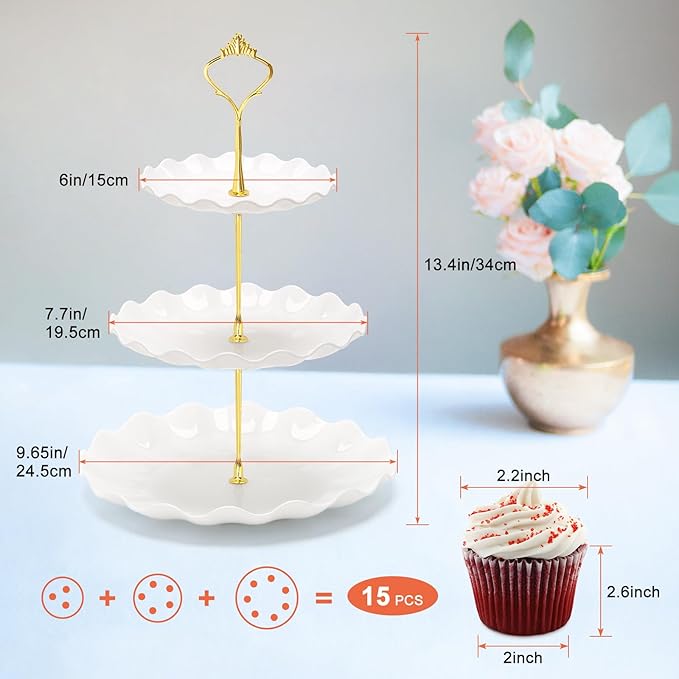 Coitak Plastic Cupcake Stands, 3 Tier Cupcake Stand, Dessert Tower Tray for Tea Party, Baby Shower and Wedding (2 Pack)