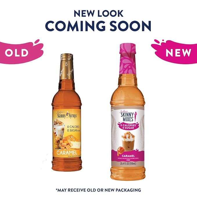 Jordan's Skinny Syrups Sugar Free Coffee Syrup, Caramel Flavor Drink Mix, Zero Calorie Flavoring for Chai Latte, Protein Shake, Food & More, Gluten Free, Keto Friendly, 25.4 Fl Oz, 6 Pack