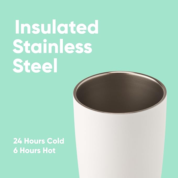 Owala SmoothSip Insulated Stainless Steel Coffee Tumbler, Reusable Iced Coffee Cup, Hot Coffee Travel Mug, BPA Free 20 oz, Gray (Cloudscape)
