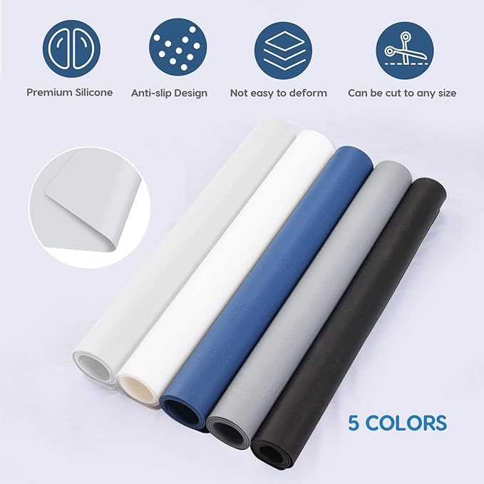 AECHY Extra Large Silicone Mat 35.3"x23.5"x0.08", Multipurpose Silicone Mat Thick Heat Resistant Mat Shipped Rolled Up Kitchen Counter Mat Waterproof Nonslip Mats for Kitchen Counter Blue
