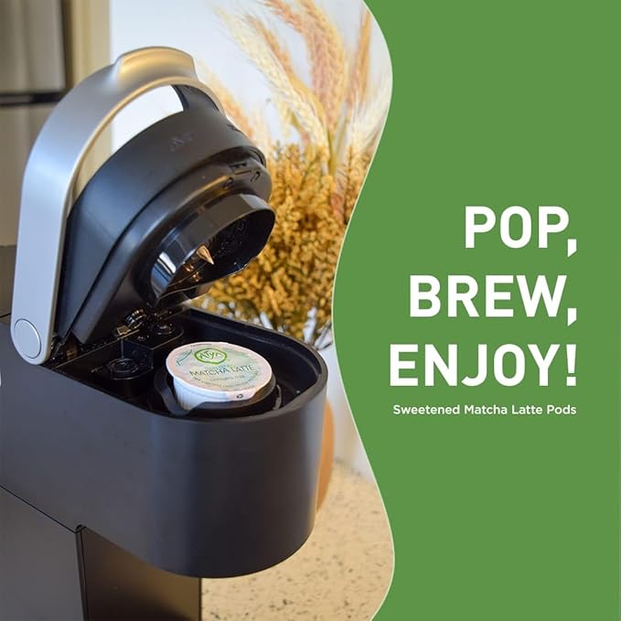 Aiya Creamy Matcha Latte Pods - Authentic Matcha with Rich Notes of Vanilla, Convenient Single-Serve Pods (10 Count, Sweetened)