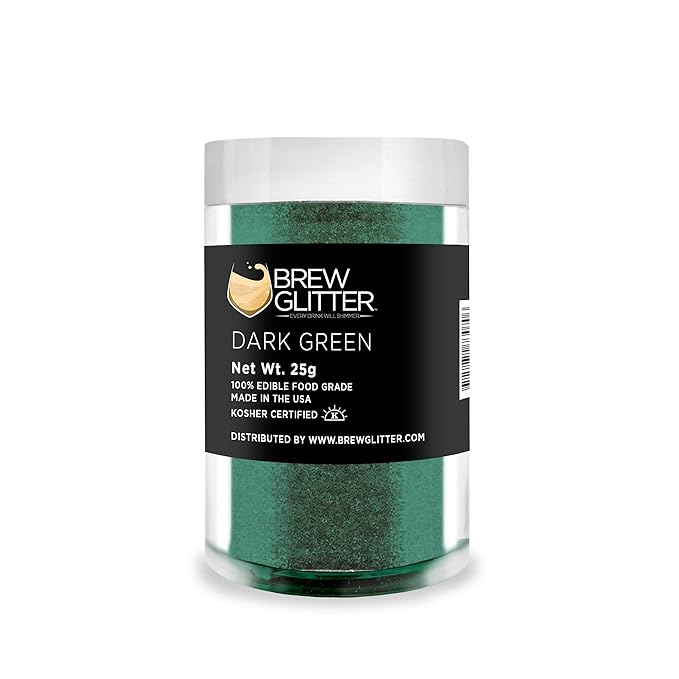Dark Green BREW GLITTER Edible Glitter For Drinks, Cocktails, Beer, Garnish Glitter & Beverages | KOSHER & HALAL Certified | 100% Edible & Food Grade | Vegan, Gluten, Nut Free (25g, Dark Green)