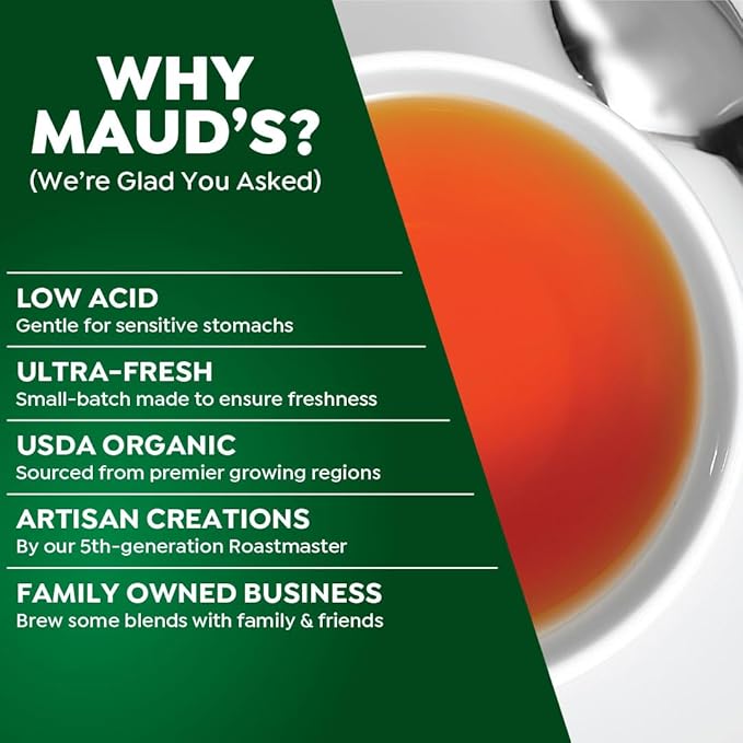 Maud's Organic Peppermint Tea Pods, 24 ct, Recyclable Single Serve Pods – 100% Gourmet Blended Tea Leaves, Compatible with Keurig K Cups Maker
