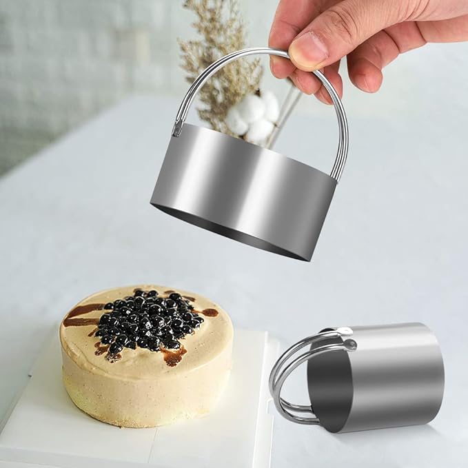 5 Pieces Cookie Cutters Round Cutters Stainless Steel Biscuit Cutter with Handle in Graduated Sizes Round Shape Molds