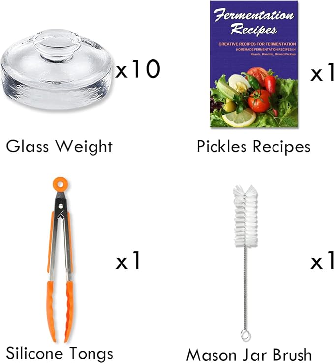 Artcome 10-Pack Glass Fermentation Weights with Easy Grip Handle and Unique Texture Design for Large Wide Mouth Mason Jars