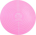 Hitefu 12 Inch Round Silicone Cake Mat, Silicone Baking Mat with Measurement for Cake Turntable & Rolling Dough (Pink)