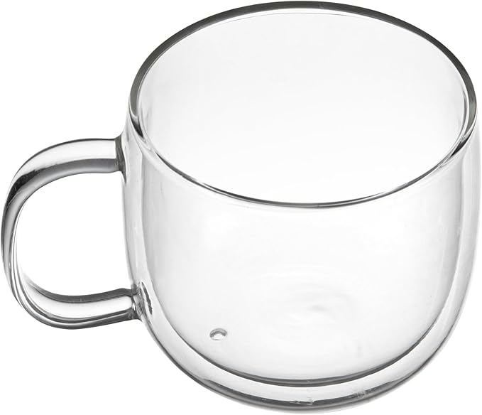 Restaurantware-Forma Professional 16.9 Ounce Double Wall Coffee Mugs, 2 Insulated Coffee Mugs With Handle - Dishwashable, Reusable, Clear Glass Beverage Cups, Freezable, For Hot Or Cold Beverages