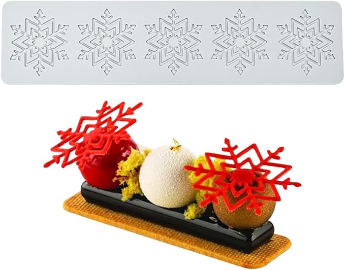 mostsom Silicone Mold 3D Hollow Out Lace Mold 3D Cake Christmas Snowflakes Silicone Mould Fondant Chocolate Stencil Border Bakeware Cake Decorating (M_ Snowflower)