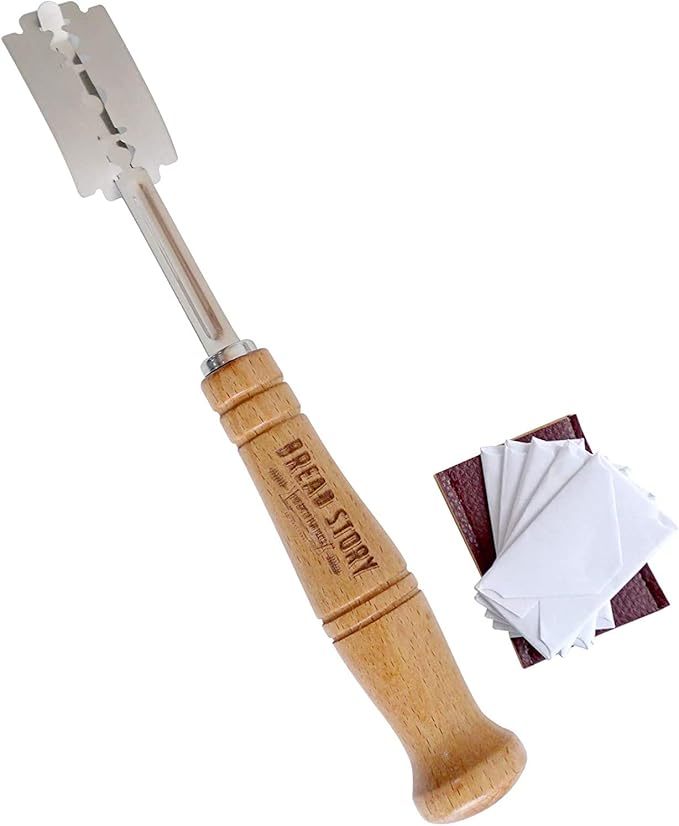 Bread Story Danish Whisk Dough Lame Slashing Tool And Wooden Scraper Tool Used for Pastry Baking Sourdough Starter Kit Set of 3