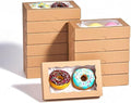 50pcs 7x4.33x1.5 Inch Brown Cookies Boxes with Window Bakery Boxes Cake Pop Boxes Chocolate Macaron Boxes Cakesickle Boxes Treat Boxes for Christmas Valentine's Father's Mother's Day