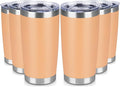 20 oz Tumbler Stainless Steel Tumblers Bulk with Lid Double Wall Insulated Coffee Tumbler Cups for Hot & Cold Drinks Powder Coated Travel Coffee Tumbler Mug Metal (Cream Orange, 6 pack)