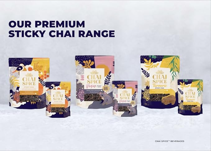Chai Spice Turmeric Sticky Chai - 250g 16 Serves 100% Natural Whole Spices Chai Tea | Sugar Free | Gluten Free | No Additive Syrups | Concentrates or Preservatives