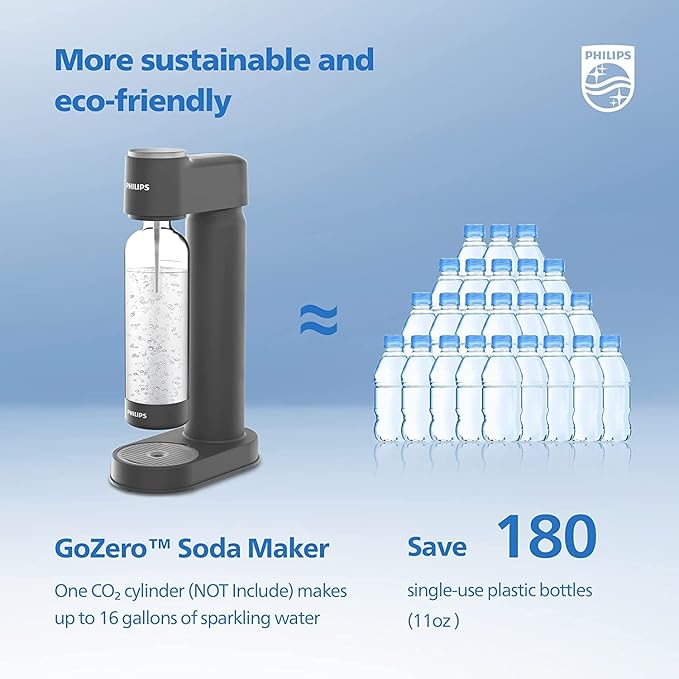 PHILIPS ADD4901GRO/37 Sparkling Water Maker Soda Maker Soda Streaming Machine for Carbonating with 1L Carbonating Bottle, Seltzer Fizzy Water Maker, Compatible with 60L CO2 Carbonator(NOT Included)
