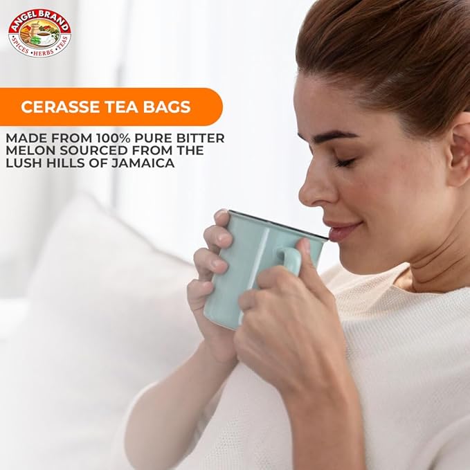 Angel Brand Cerasse Tea Bags Jamaican 24 – Pack of 3 – Authentic Herbal Tea with Bitter Flavor, Inspired by Traditional Caribbean Practices, Perfect for a Soothing and Refreshing Brew.