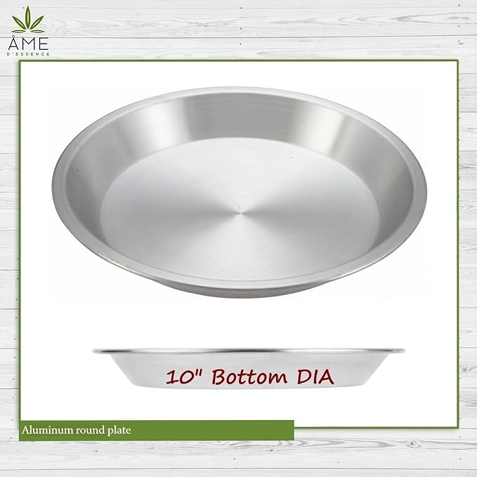AME D'ESSENCE (1PC-10) Aluminum Pie Pan Commercial Grade Round Pie Plate Size 10" x 1mm Thick