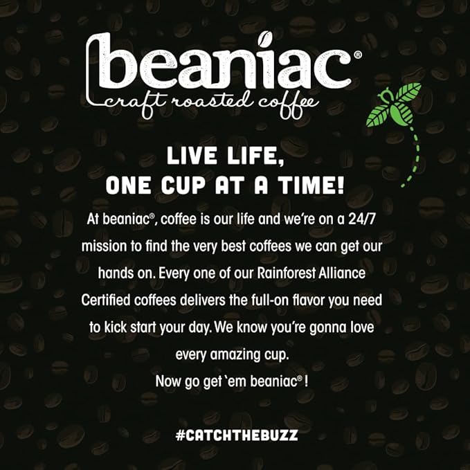 beaniac Organic Daily Dose Donut Shop, Light Roast, Single Serve Compostable K Cup Coffee Pods, Organic Arabica Coffee, Keurig Brewer Compatible, 72 Count