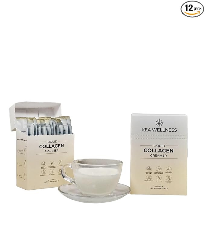 All-Natural Liquid Collagen Coffee Creamer – Premium Bovine & Marine Peptides (Types I, II, III) for Hair, Skin, Nails, Bones & Joints – Hydrolyzed, Single-Serve, 12-Pack – Boost Health & Beauty Naturally