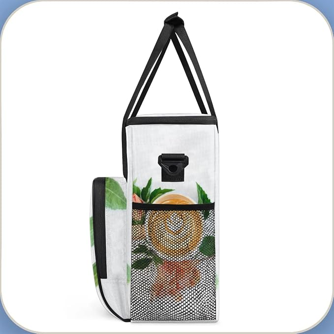 coffee beans cup flower Coffee Maker Carring Bag Travel Carrying Storage Tote Bag Compatible with Keurig K-Mini or K-Mini Plus Portable Single Serve Coffee Brewer Case with Pockets for K-cup Pods