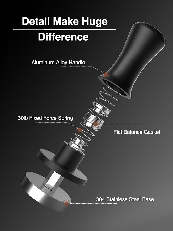 Espresso Tamper, 51mm Barista Coffee Tamper with Spring Loaded for Coffee Machine Portafilter,Stainless Steel