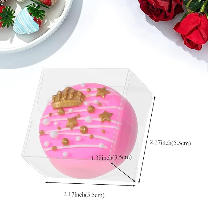 50Pack 2.17x2.17x1.38 Inch Single Macaron Boxes Chocolate Covered Ore Boxes Brownie Boxes S'Mores Treat Boxes Candy Boxes Small Gift Boxes for wedding Bridal Shower Birthday Party Favors