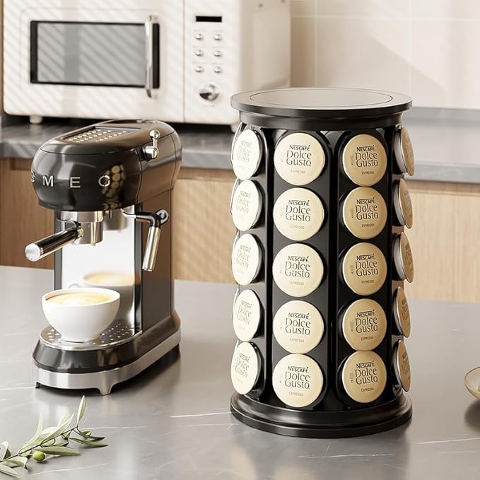 K Cups Holder,K Cup Carousel, Coffee Pods Storage Organizer Stand,New Modern Design, Home or Office Kitchen Counter Organizer（Capacity of 40 Pods, Black）